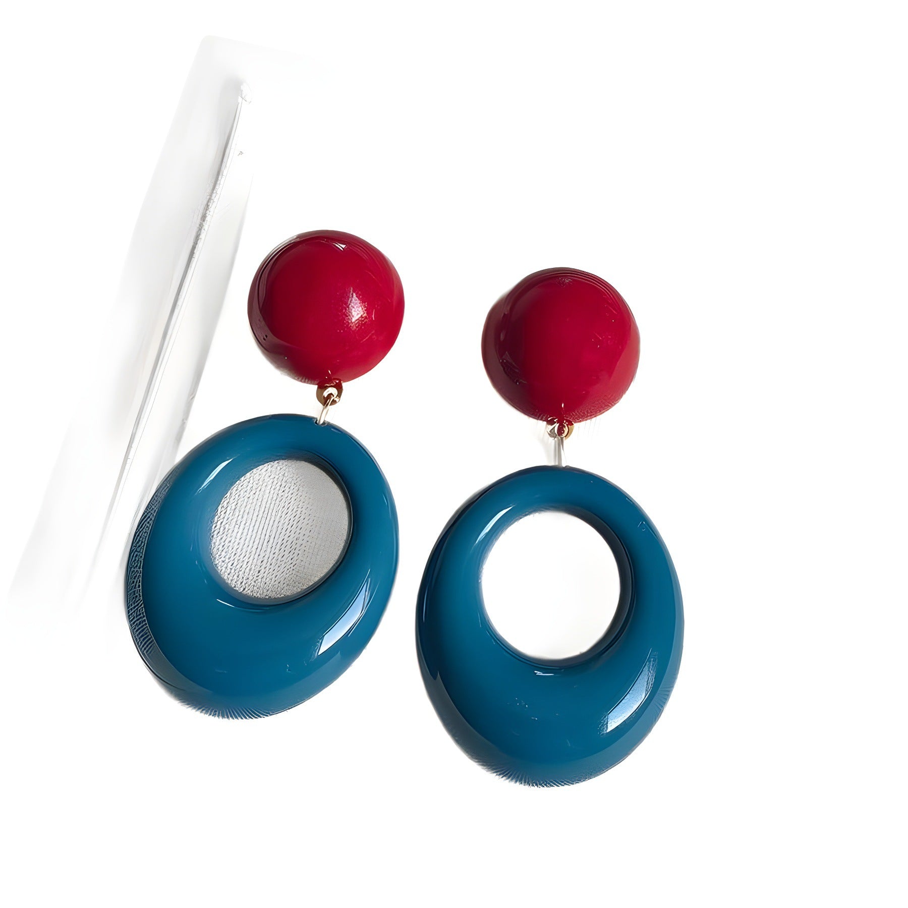 Wholesale exaggerated blue and red ear clips