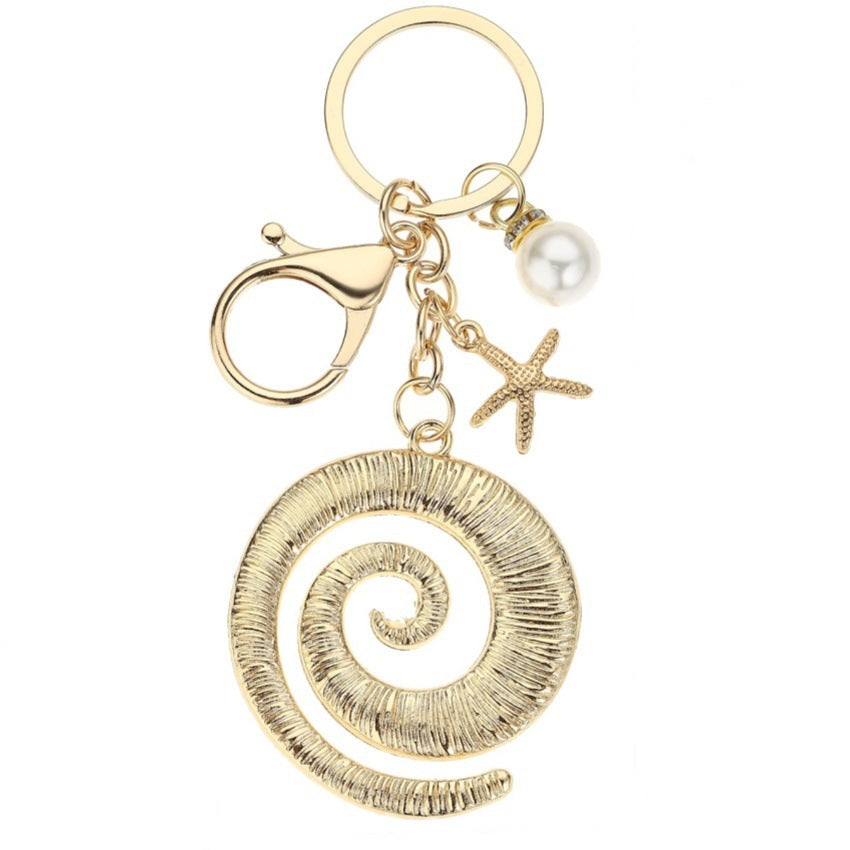 Wholesale Personalized Party Exaggerated Starfish and Conch Keychain Pendant Beach Ocean Vacation Style Bag Pendant