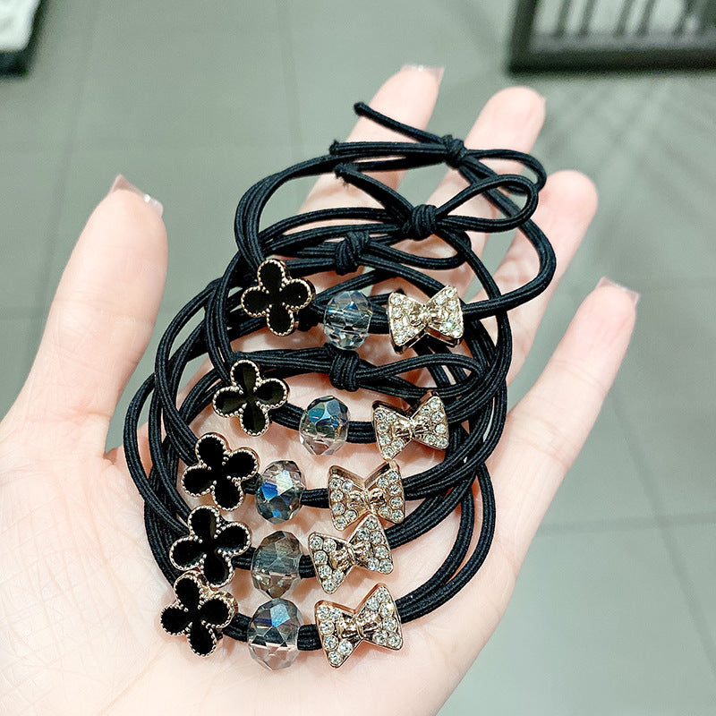 rhinestone bow hair tie for testing statement hair accessory styles
