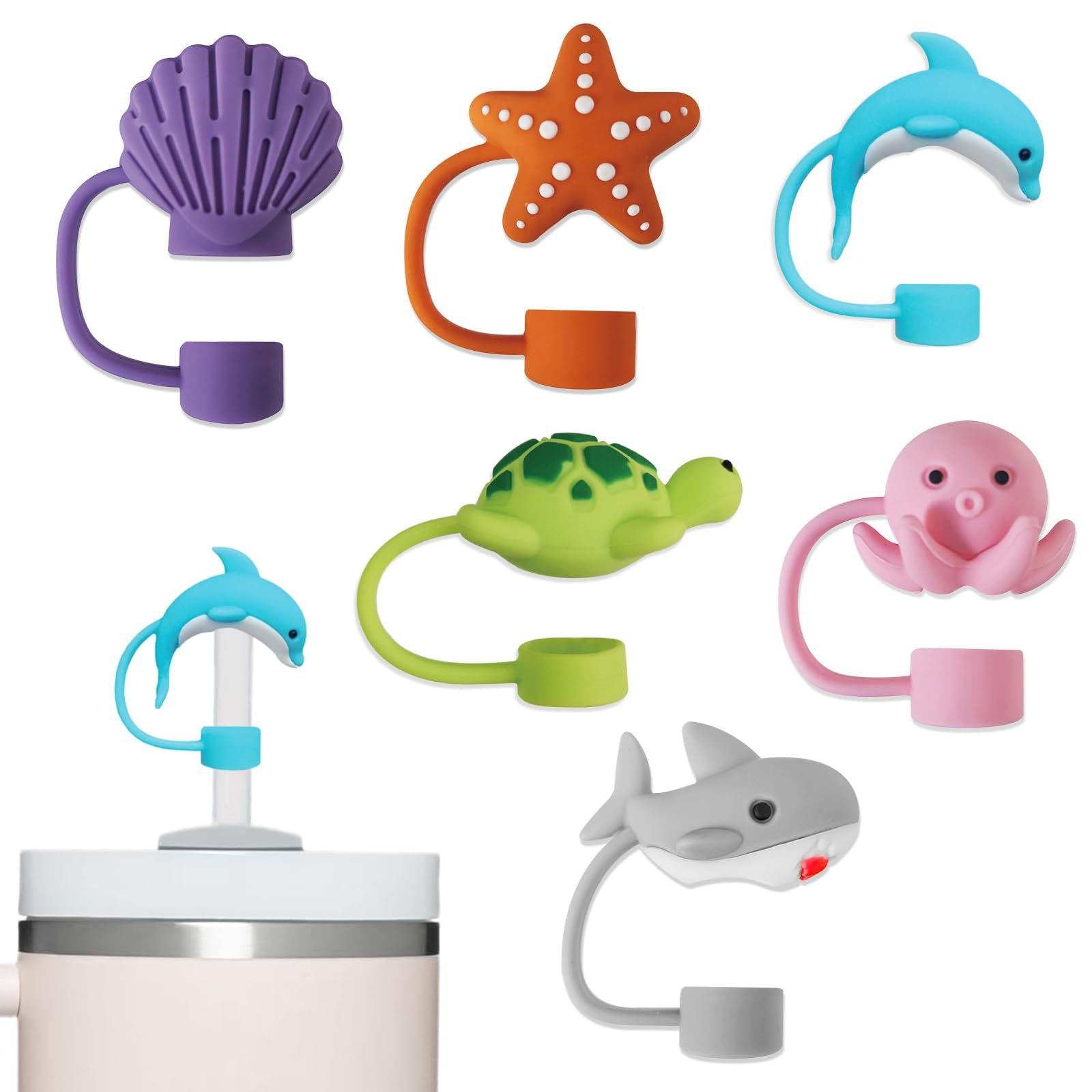 Wholesale  Cartoon Animal Rabbit Panda 10mm PVC Soft Straw Tube Cap