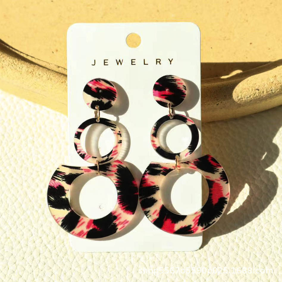 Wholesale Bohemian Acrylic Geometric Multi-layered Hoop Earrings