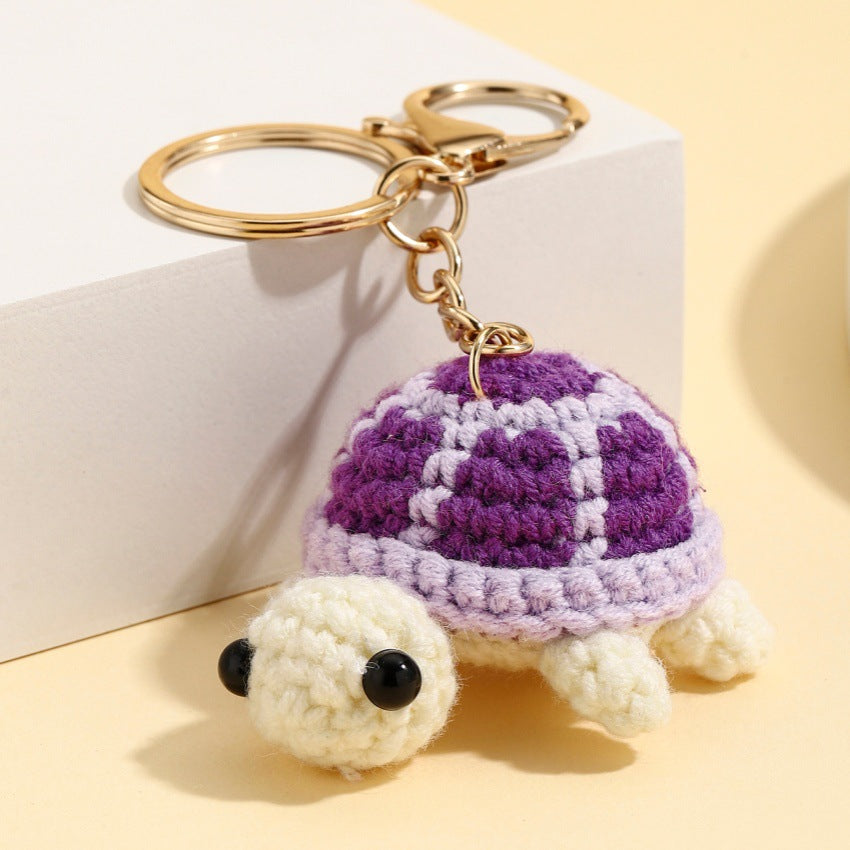 Wholesale Crochet Cute Pink Turtle Keychain Decorative Car Key Accessory Birthday Gift