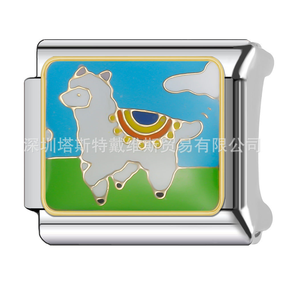 Wholesale 9mm Italian Charm Starter Bracelets DIY square Single Section Creative Stainless Steel Composable Bracelet