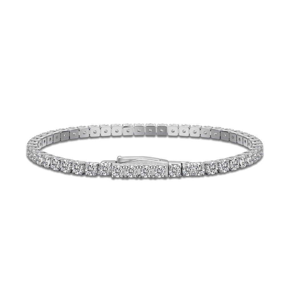 Wholesale Zircon Tennis Bracelet 925 Silver Hidden Clasp Women S Everyday Jewelry Accessory