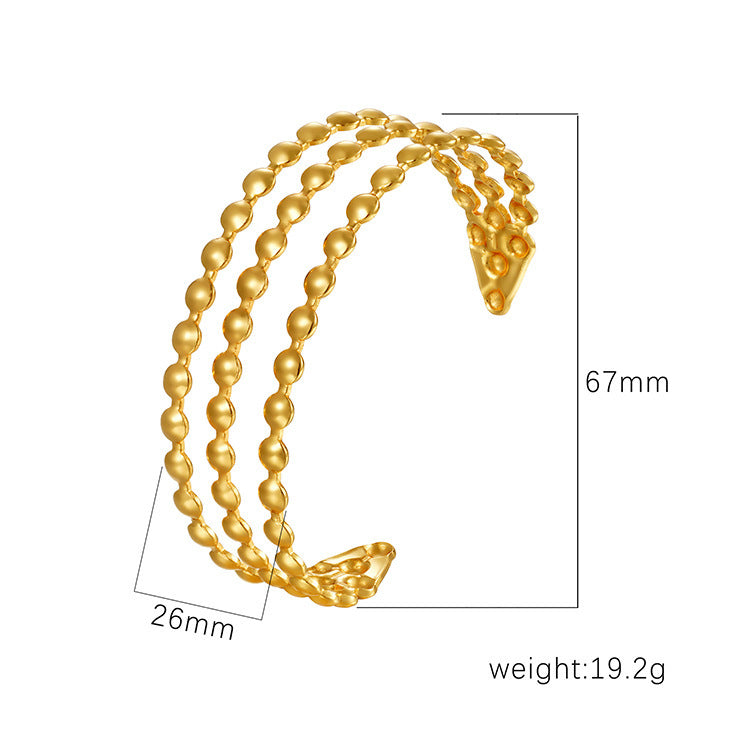 Wholesale Stainless Steel Open C Shape Bangle 18K Gold Plated Fashion Jewelry for Gift Boutique Resale