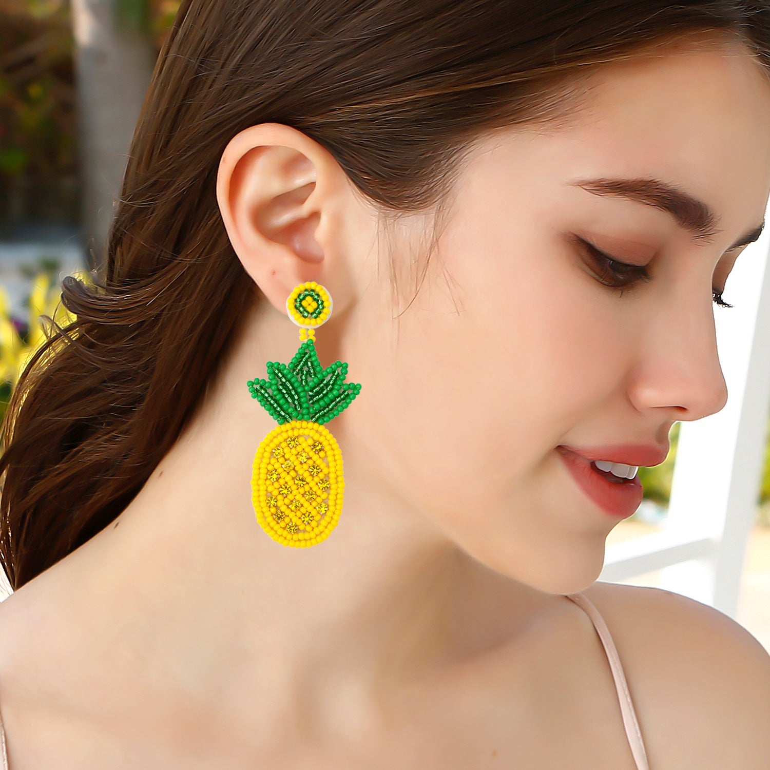 Wholesale Bohemian Handmade Beaded Pineapple Fruit Earrings