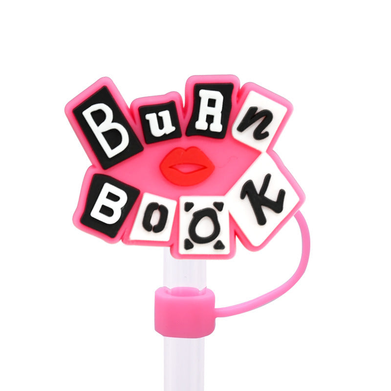 Wholesale Random 100pcs Pink Bad Girl Series 8/10mm PVC Soft Straw Tube Cap