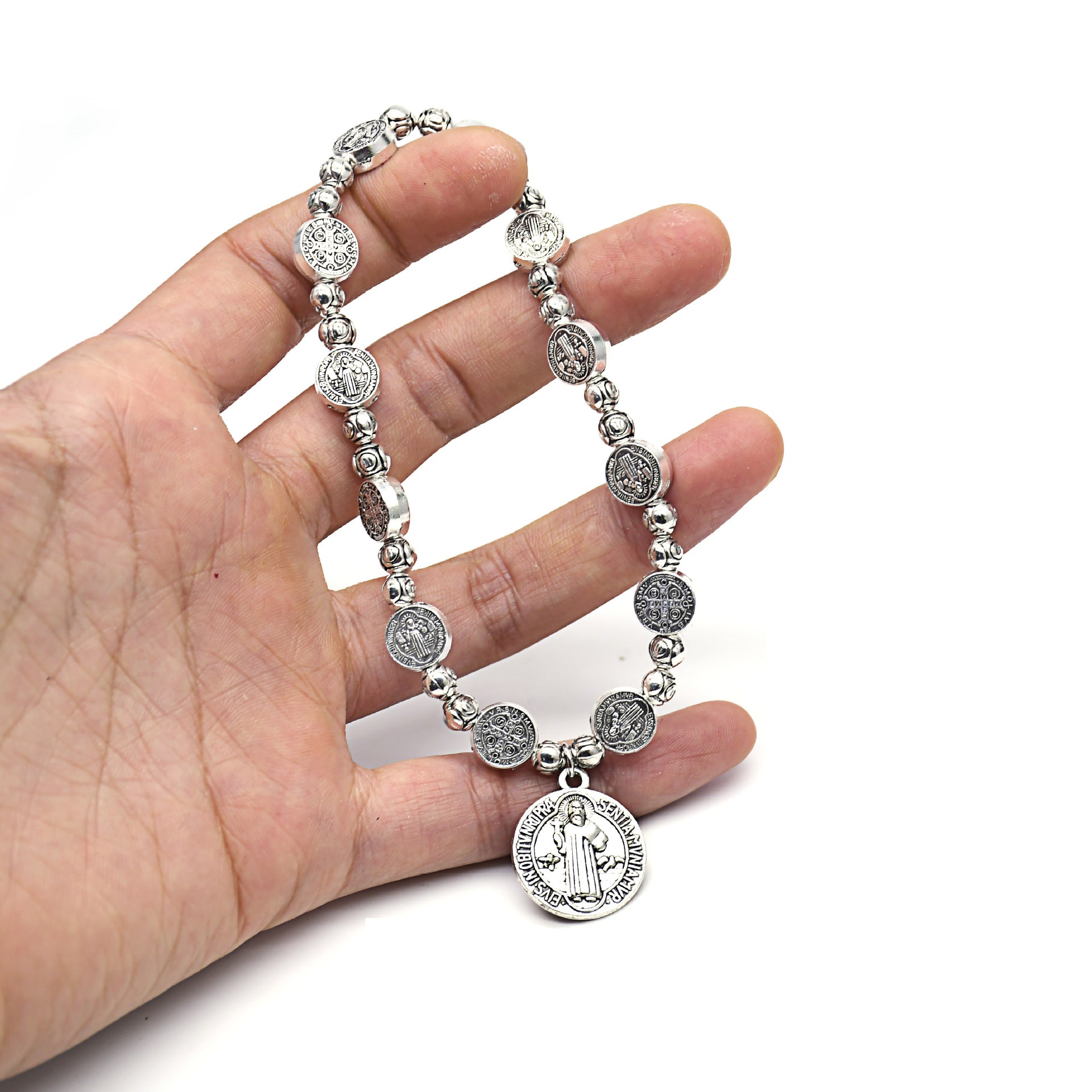 Wholesale Cross Metal Rose Rosary Bracelet