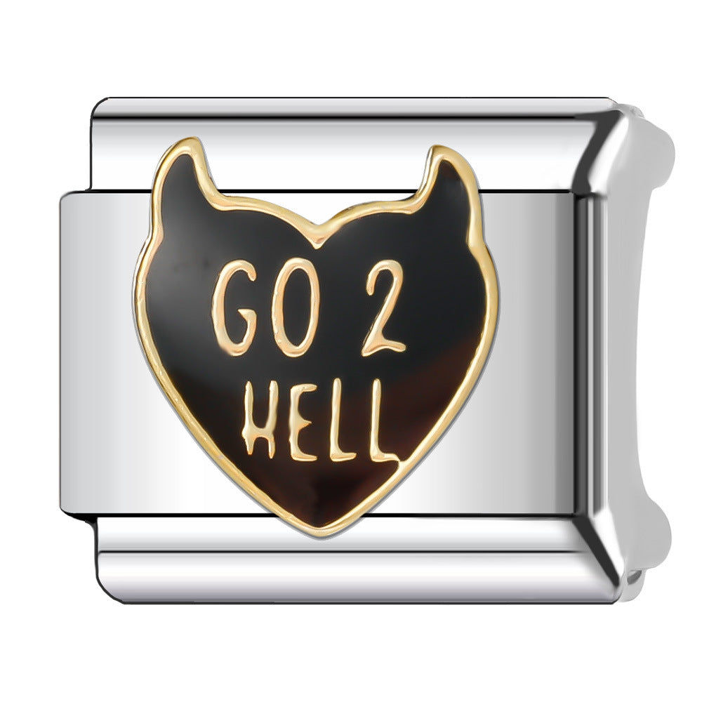 Wholesale Italian Charm Bracelet 9mm DIY Splicing Dark Style Series Stainless Steel Composable Bracelet