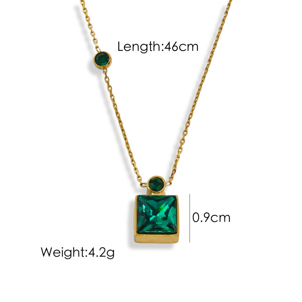 Wholesale  color square diamond Stainless steel necklace