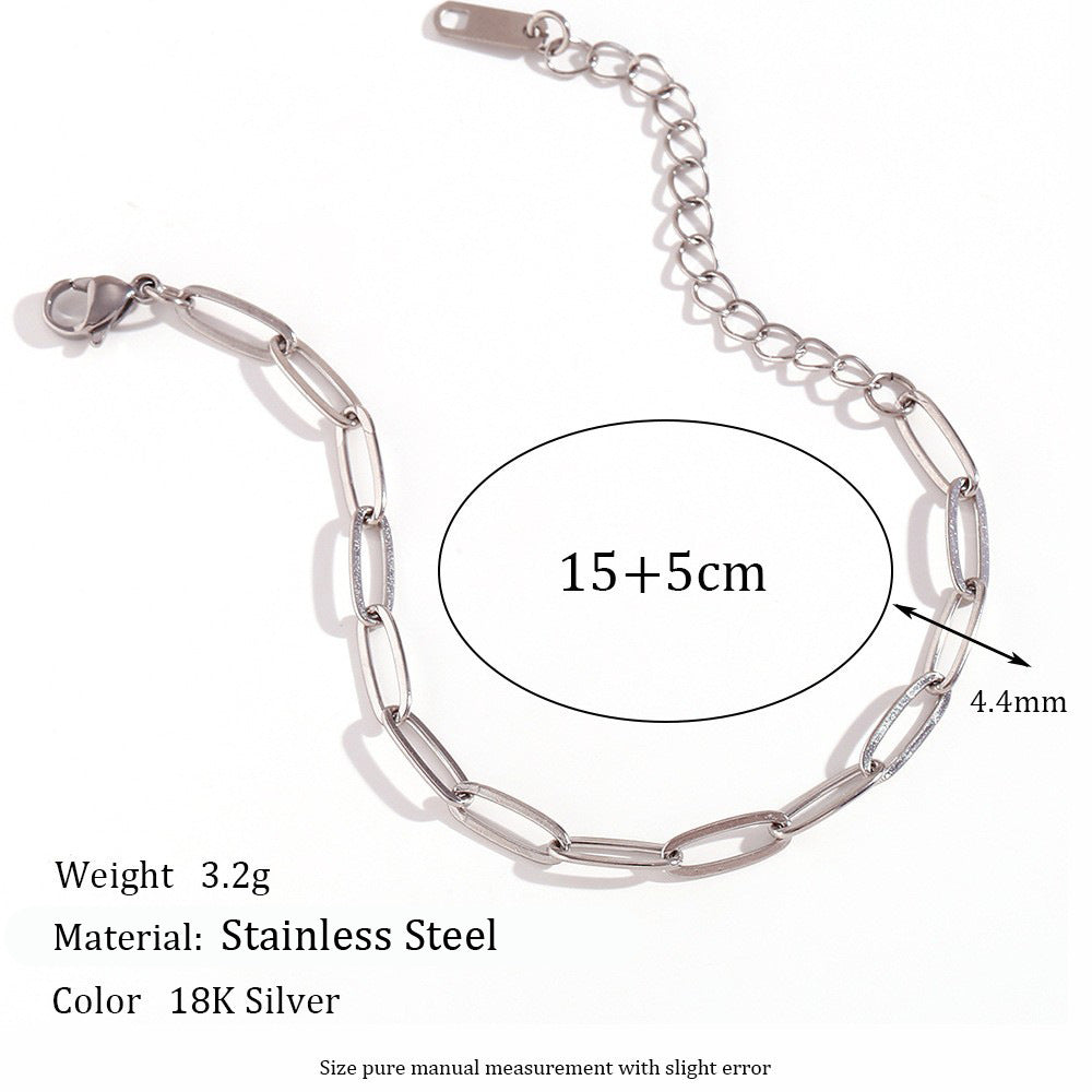 Wholesale Simple Stainless Steel 18K Gold Plated Paper Clip Chain Necklace Women' s Jewelry Accessory