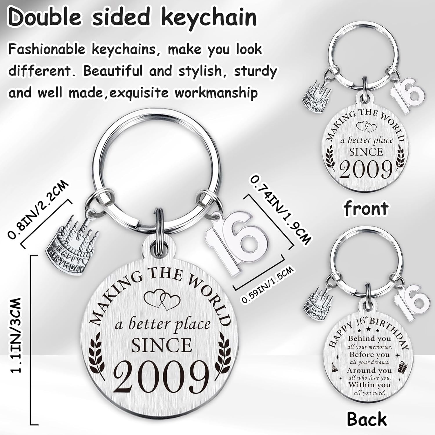 Wholesale Creative Stainless Steel Birthday Cake Thanksgiving Engraved Keychain Gift Decorative Accessory For Everyday Use