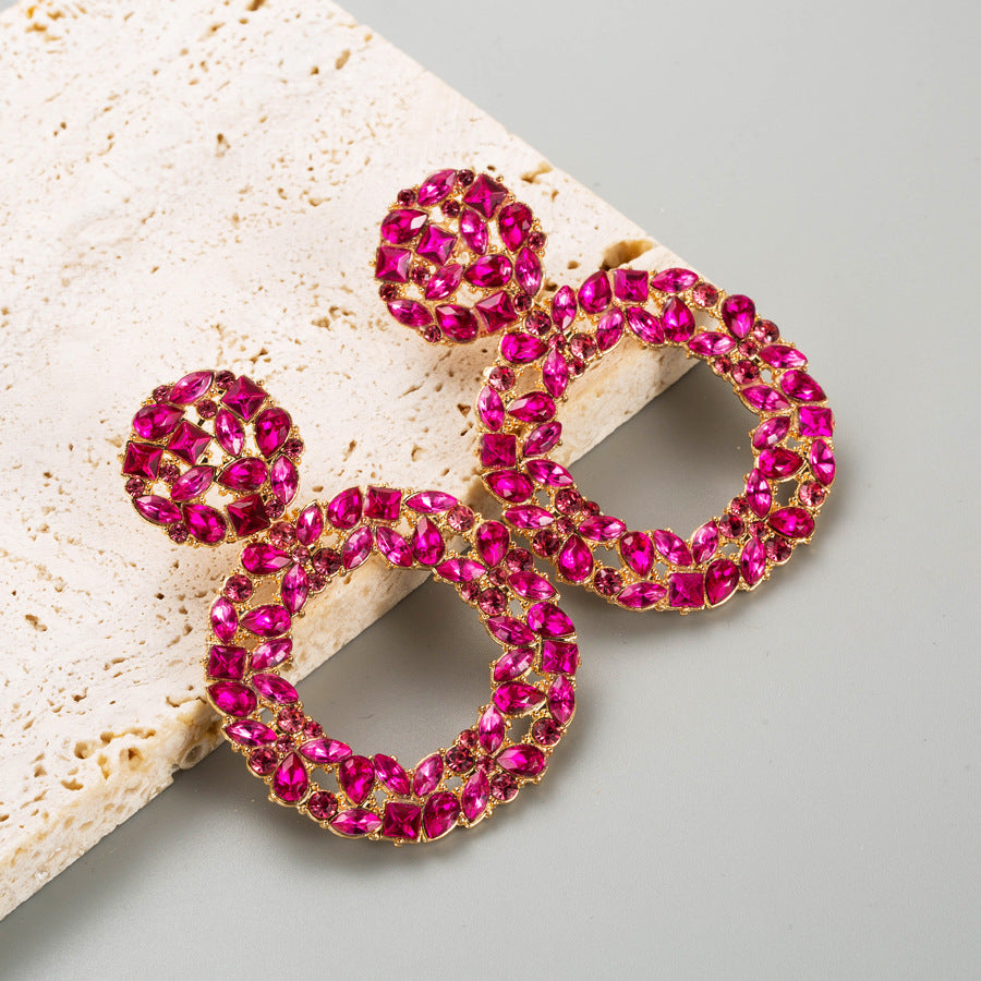 Wholesale Alloy Diamond Round Full Diamond Earrings