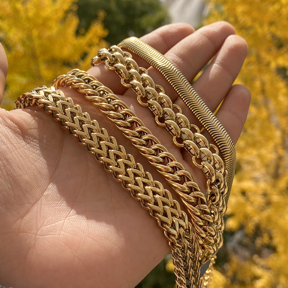 Wholesale Stainless steel bracelet  PVD vacuum furnace electroplating simple style wide surface bracelet