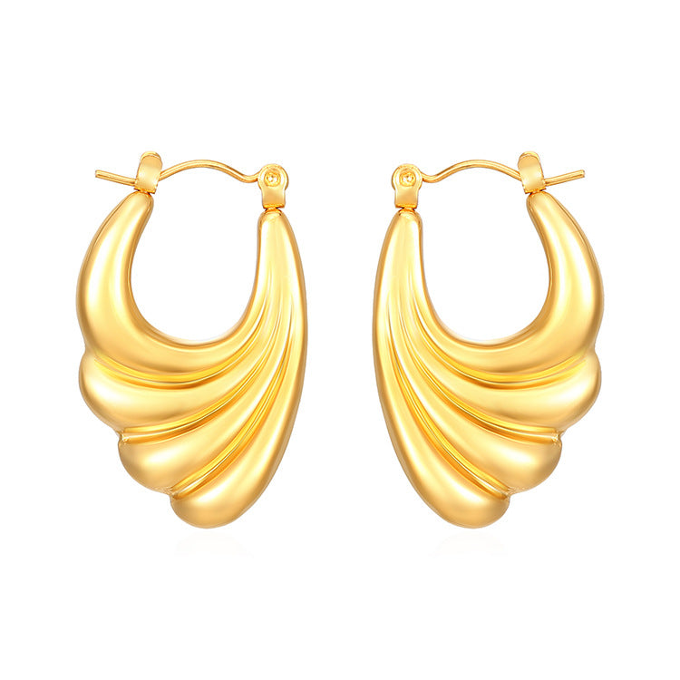 Wholesale Square Stripe Stainless Steel Light Luxury 18K Earrings ACC-ES-MuShan026