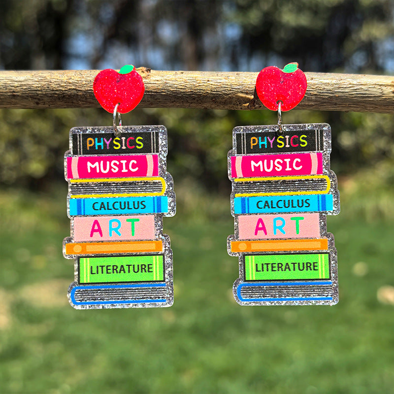 Boucles d'oreilles de retour à l'école en acrylique en gros