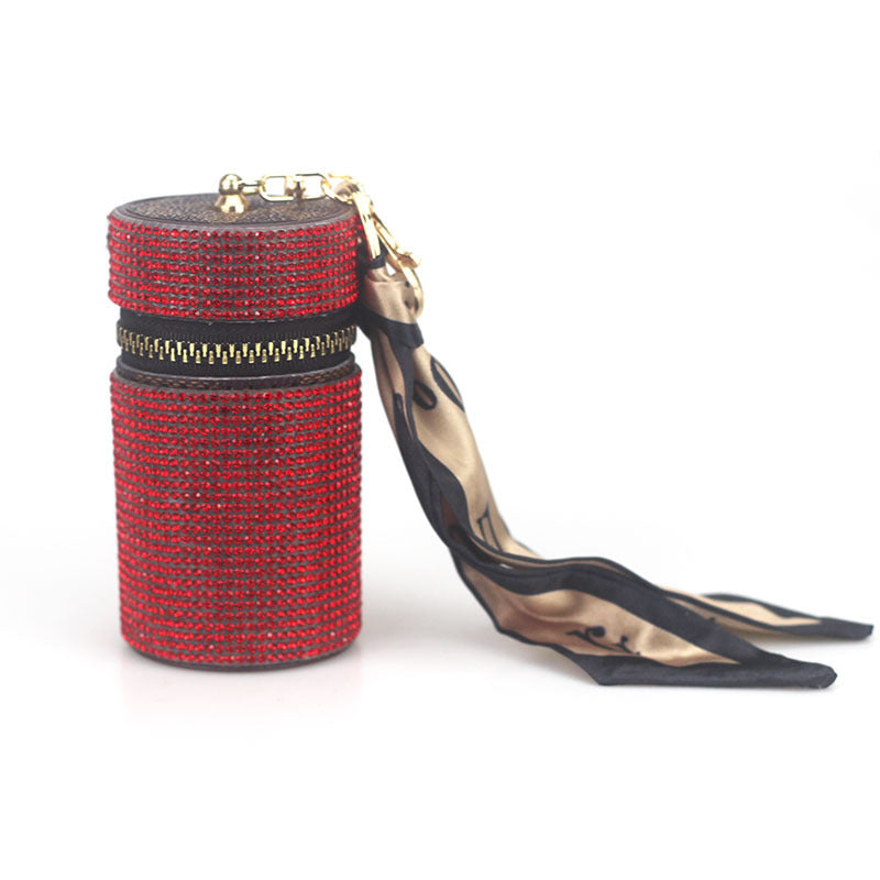 Wholesale PU Leather Rhinestone Lipstick Bag Mini Storage Bag Keychain ACC-KC-CanWu001