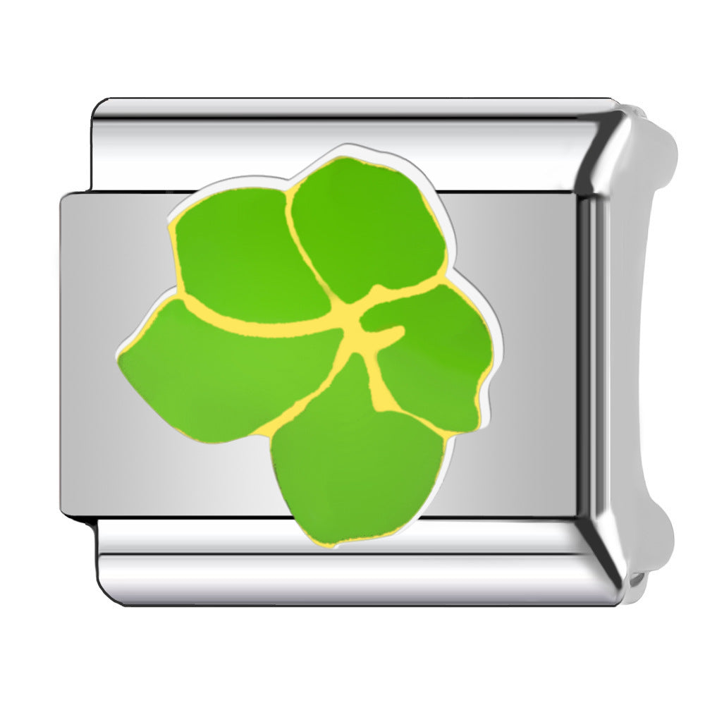 Wholesale Stainless Steel Four Leaf Clover Modular Bracelet With Number Charms Trendy Jewelry Accessory