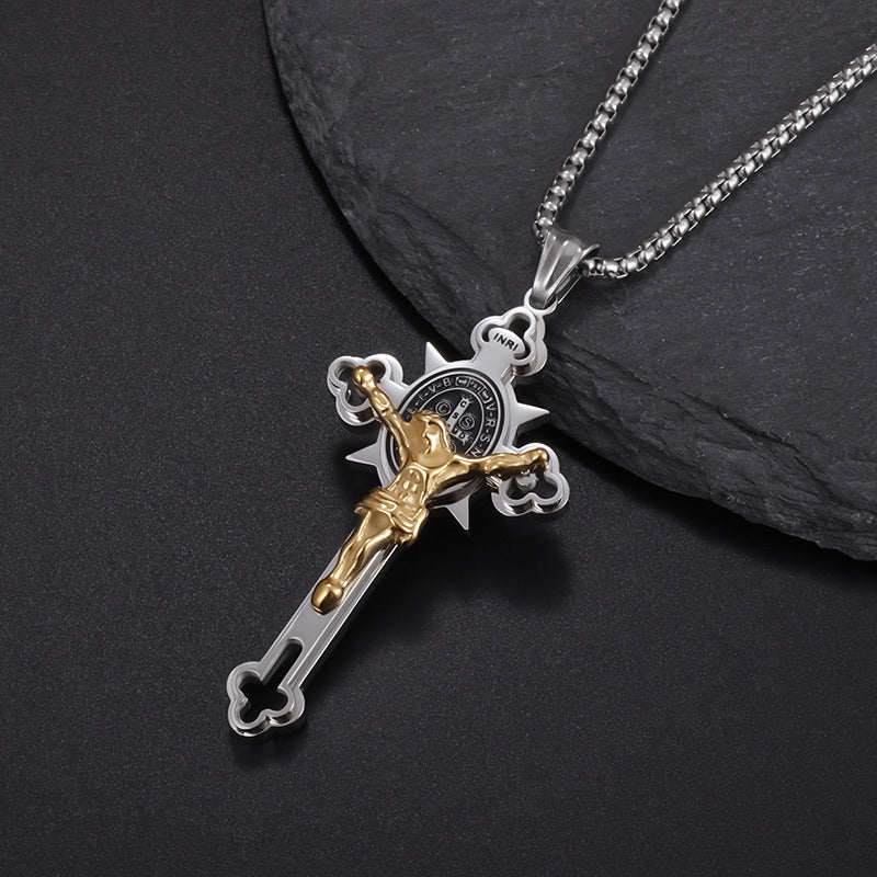 Wholesale Cross Pendant Men's Stainless Steel Necklace ACC-NE-Puhai005