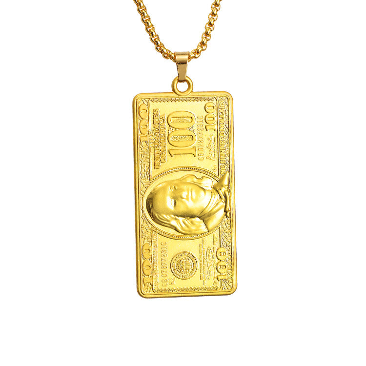 Wholesale  Dollar Titanium Steel Necklace All-Match Woolen Chain