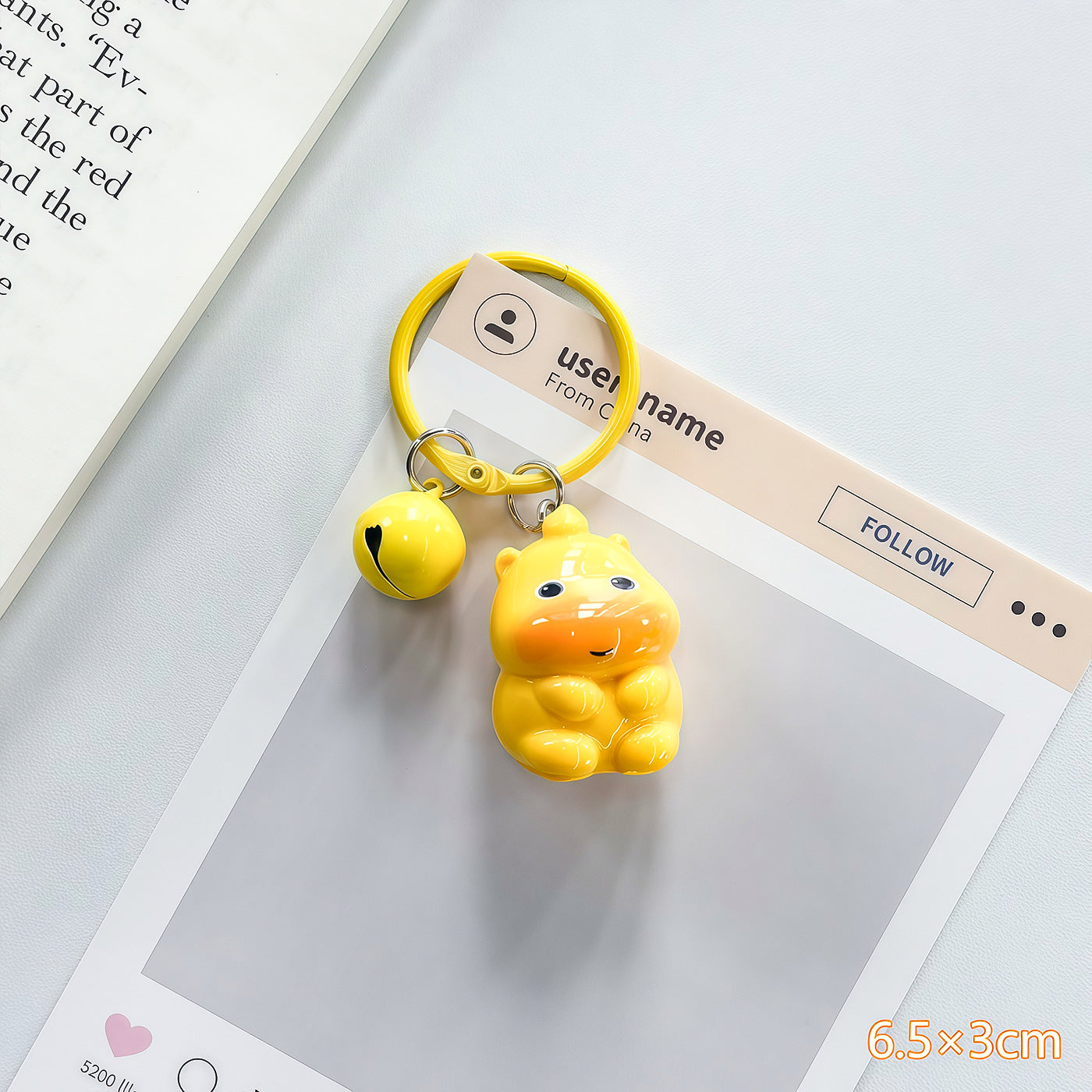 Wholesale Cute 3D Capybara Bell Keychain Plastic Resin Decorative Accessory Gift for Students