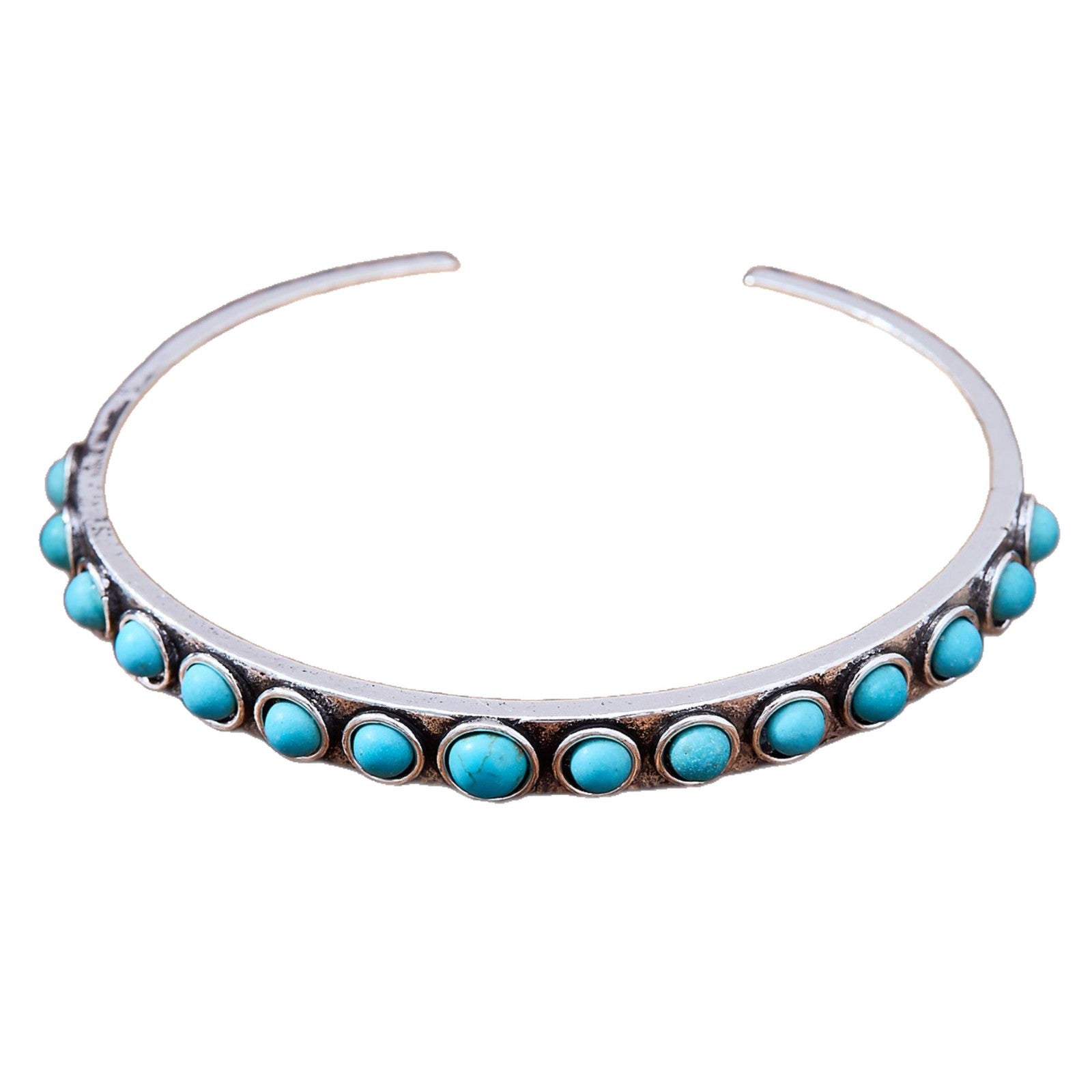 Wholesale Bohemian Retro Open Turquoise Bracelet,  Electroplated Alloy Jewelry Accessory