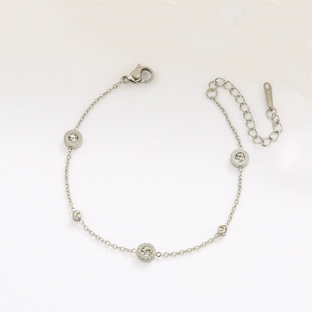 Wholesale Titanium Steel Roman Diamond Bracelet Gold Women Boutique Resale Jewelry Accessory