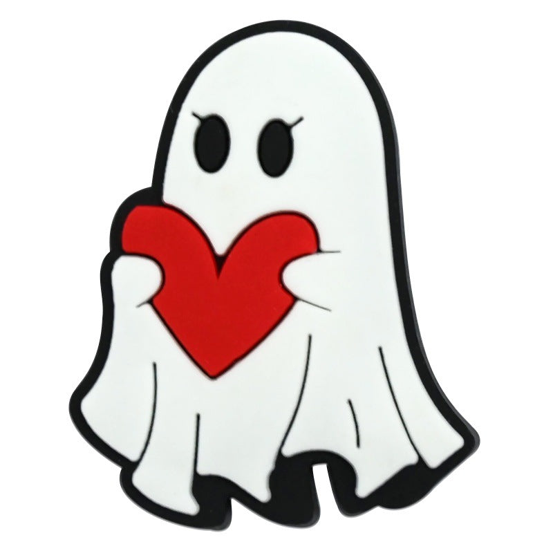 Wholesale Random 100pcs  Series White Ghost Clogs  PVC Soft Rubber Shoe Buckle Decoration