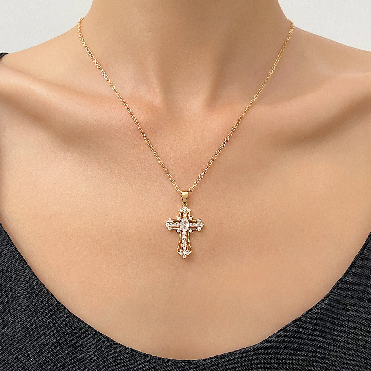 Wholesale Dark Diamond Cross Earrings