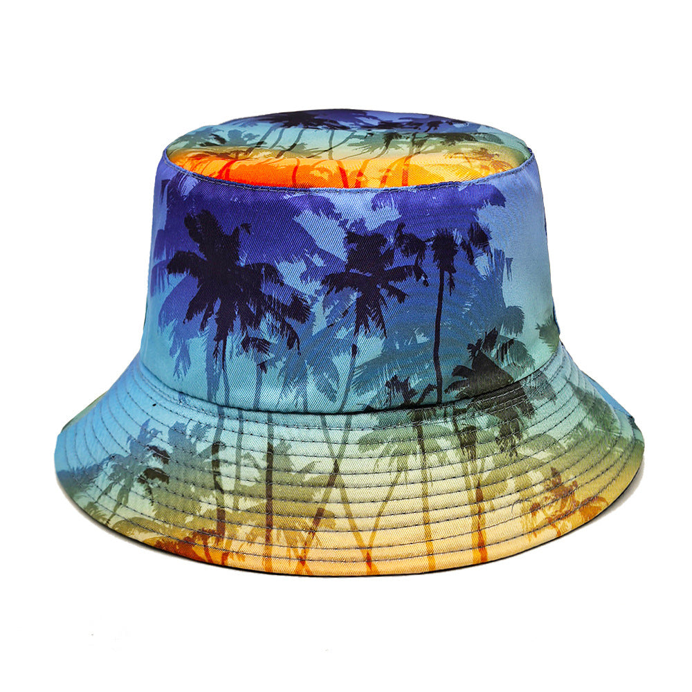 Wholesale  Coconut Tree Pattern Fisherman's Hat Bucket Hat