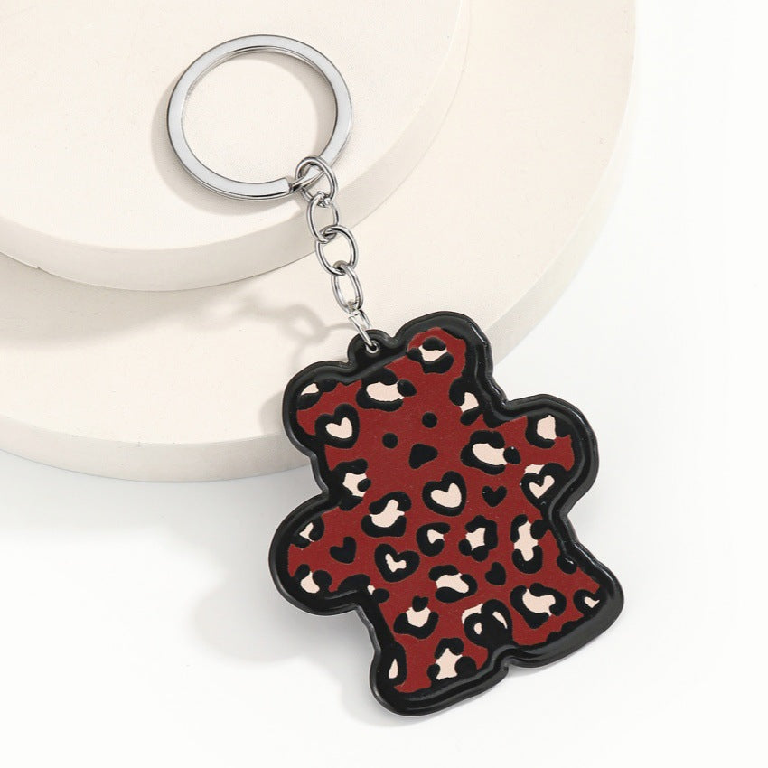 Wholesale Acrylic leopard print bear ice cream keychain