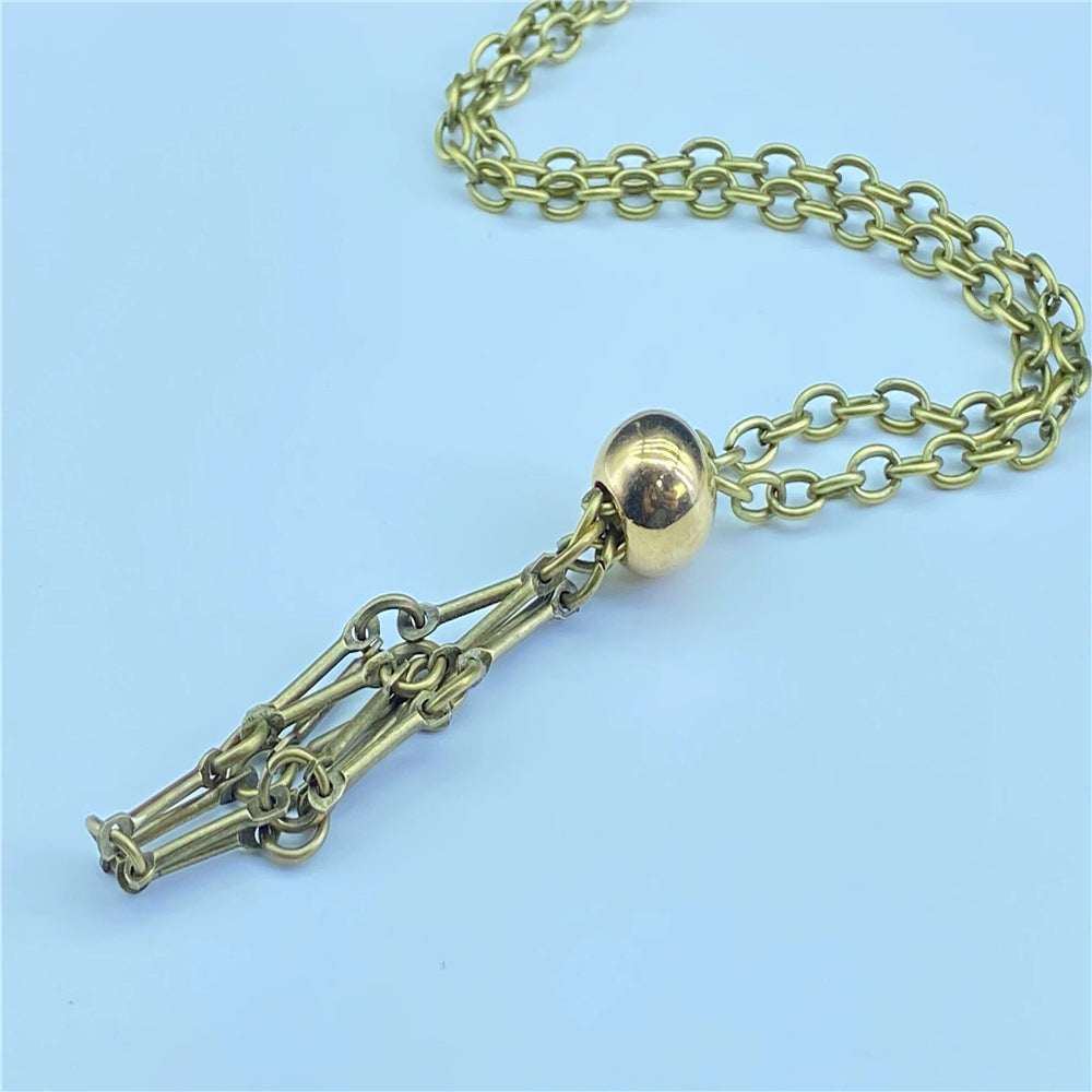 Wholesale Natural Stone Mesh Braided Necklace with Adjustable Vintage Rope ACC-NE-Nius001