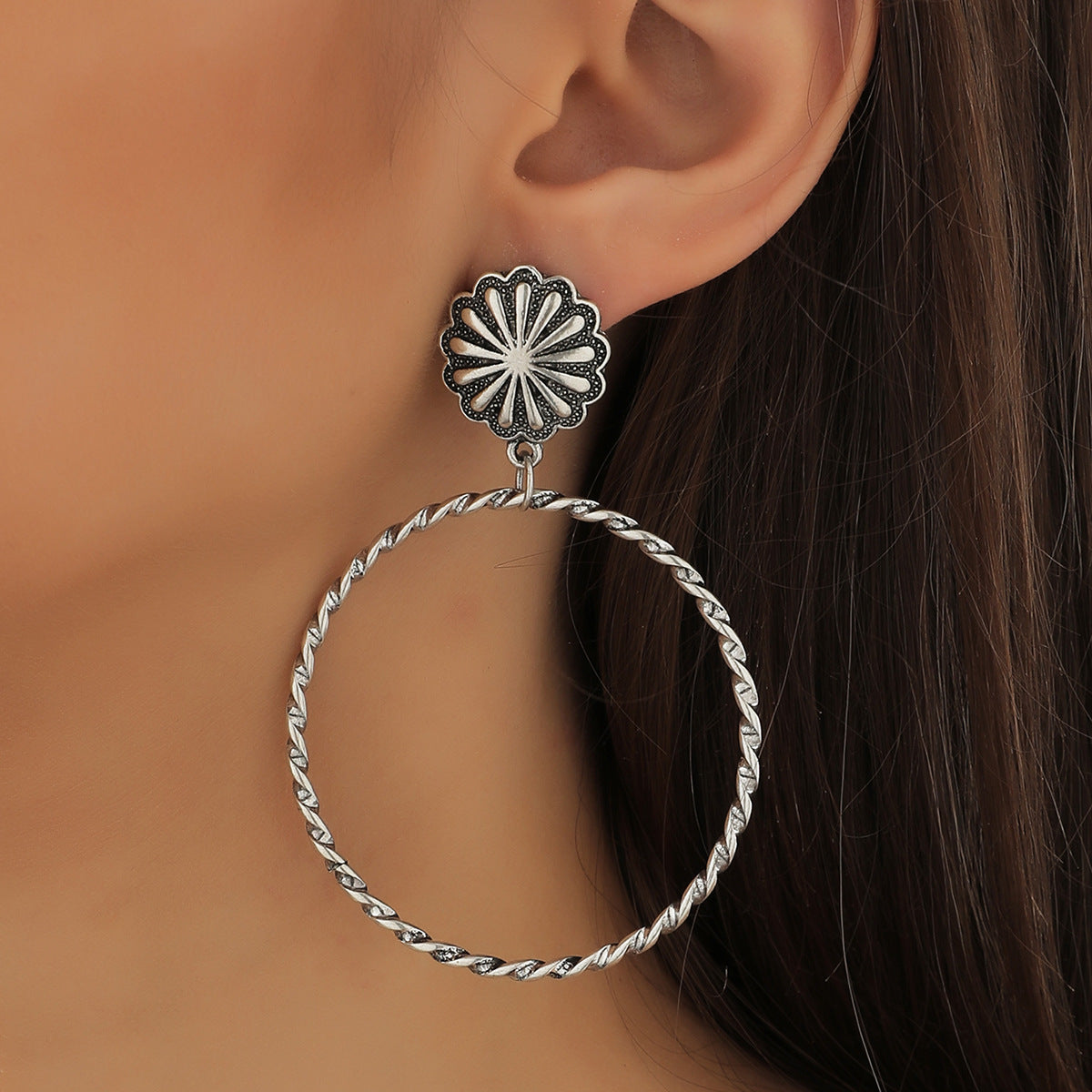 Wholesale  Western Style Retro Flower Horse Highland Cow Desert  Earrings