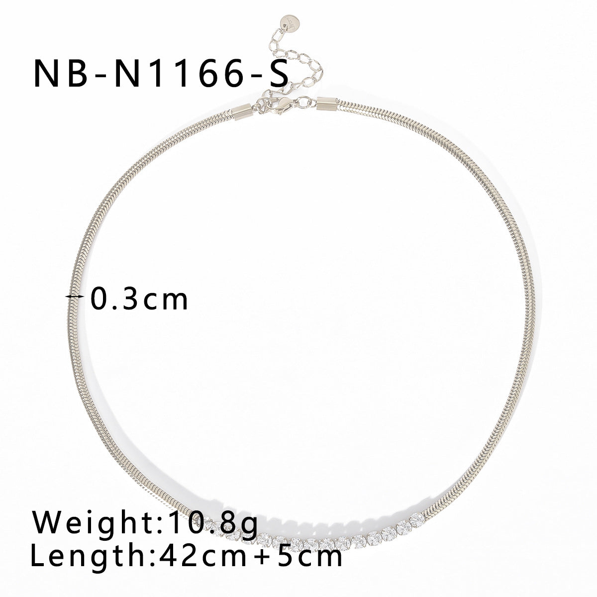 Wholesale 18K gold inlaid zircon snake chain titanium steel bracelet necklace suit