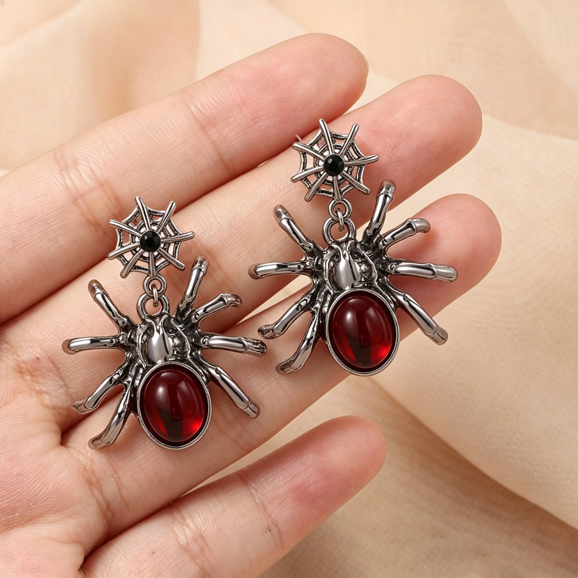 Wholesale Trendy Punk  Pendant Earrings Imitation Gemstone Jewelry Accessory for Party Boutique Resale