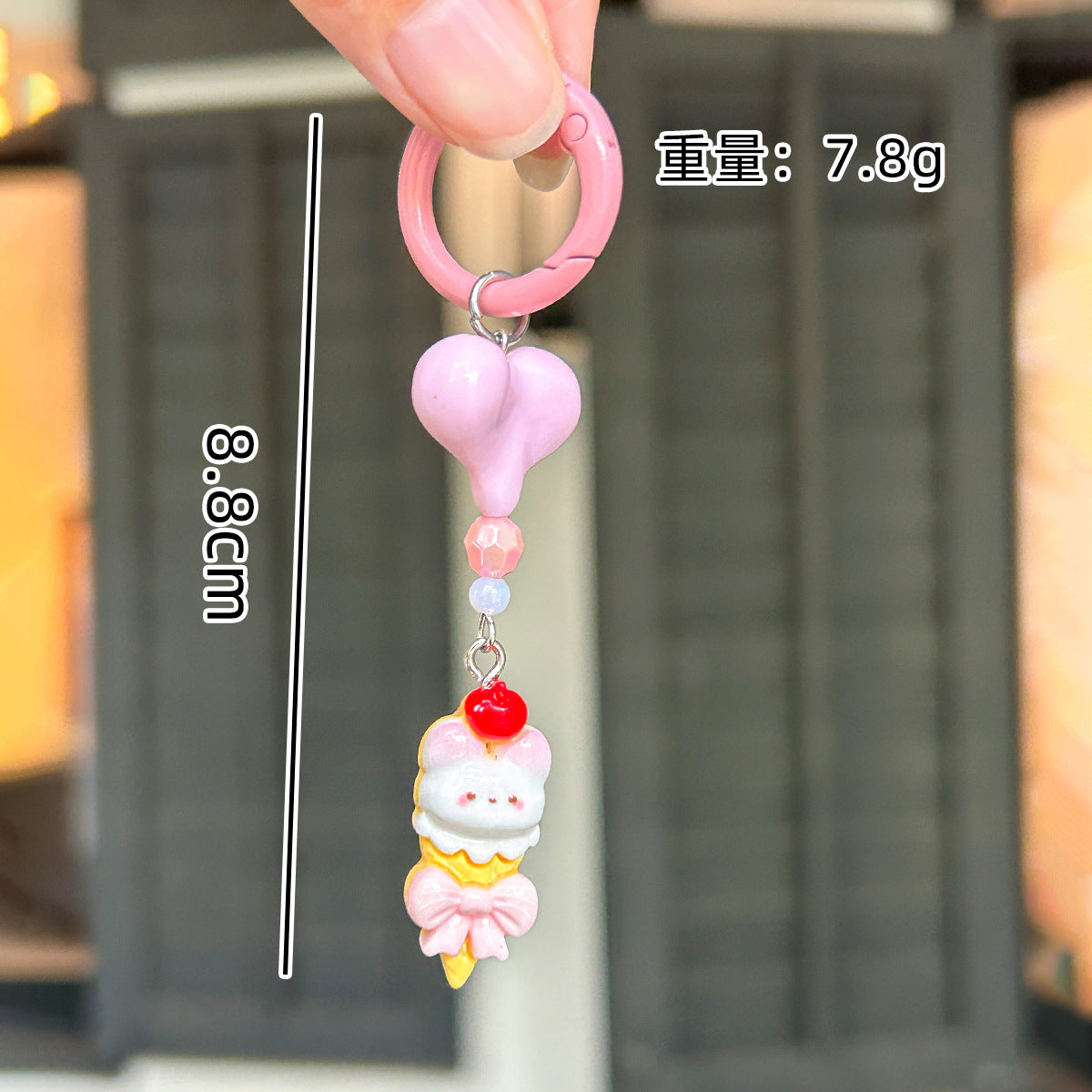 Wholesale Pink Flower Rabbit Resin Cartoon Keychain