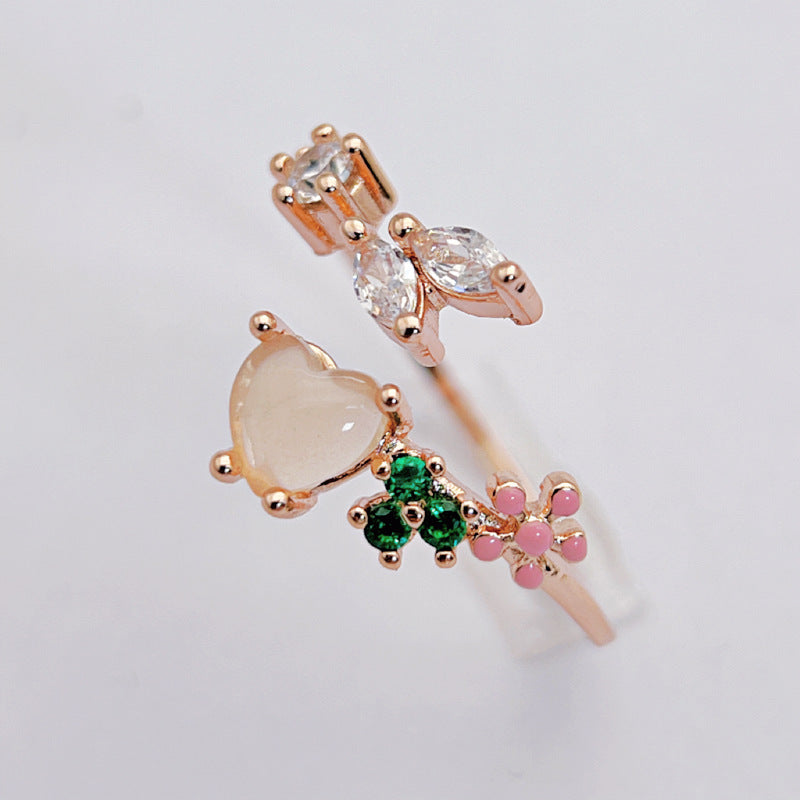 Wholesale Diamond Crystal Zircon Flower Ring Micro-inlaid Love Open Rings ACC-RS-YXY047