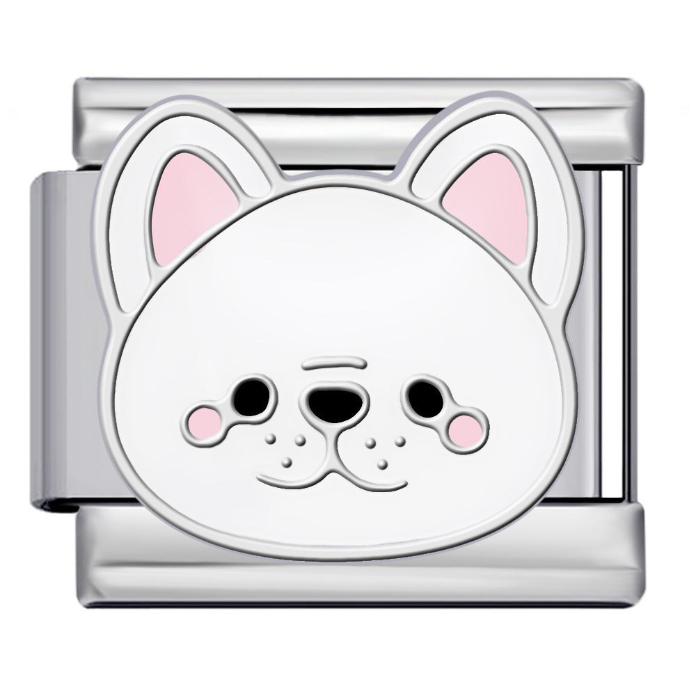 Wholesale 5pcs Italian Charm Bracelet 9mm DIY Splicing Cute Cartoon Dog Stainless Steel Composable Bracelet