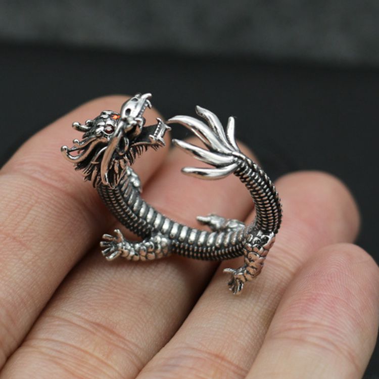 Wholesale Men's Chinese Dragon Head Ring ACC-RS-YuMei001