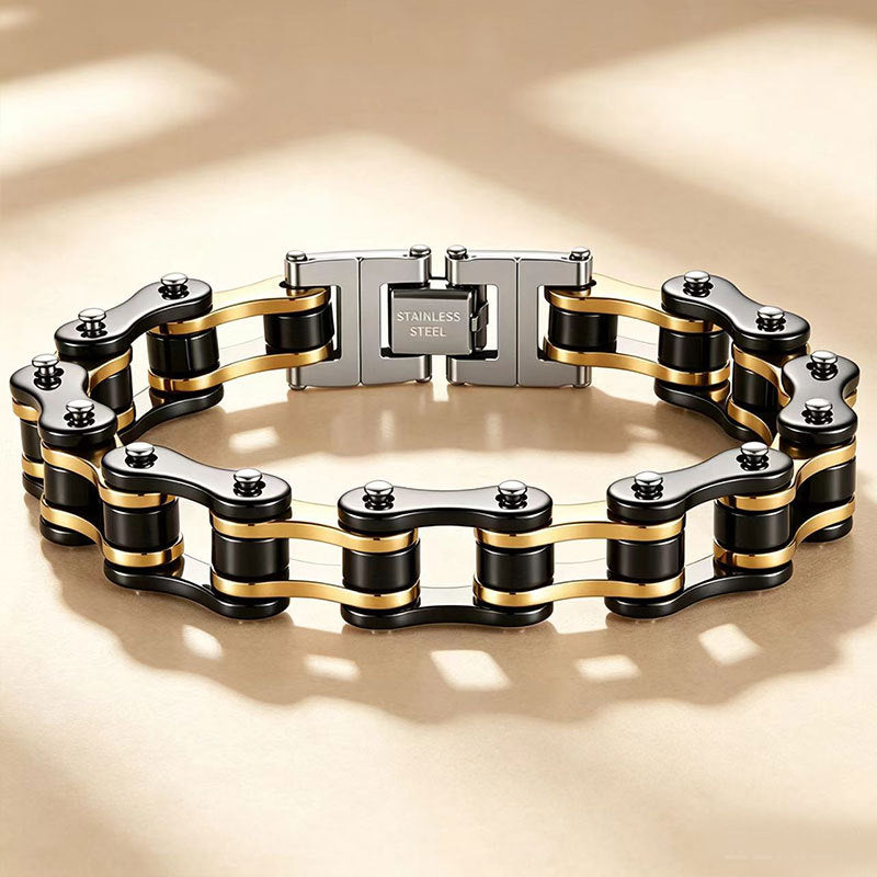 Wholesale Punk Rock Stainless Steel Bracelet for Men,  Motorcycle Chain Design,  Fashion Accessory,  Casual Everyday Wear