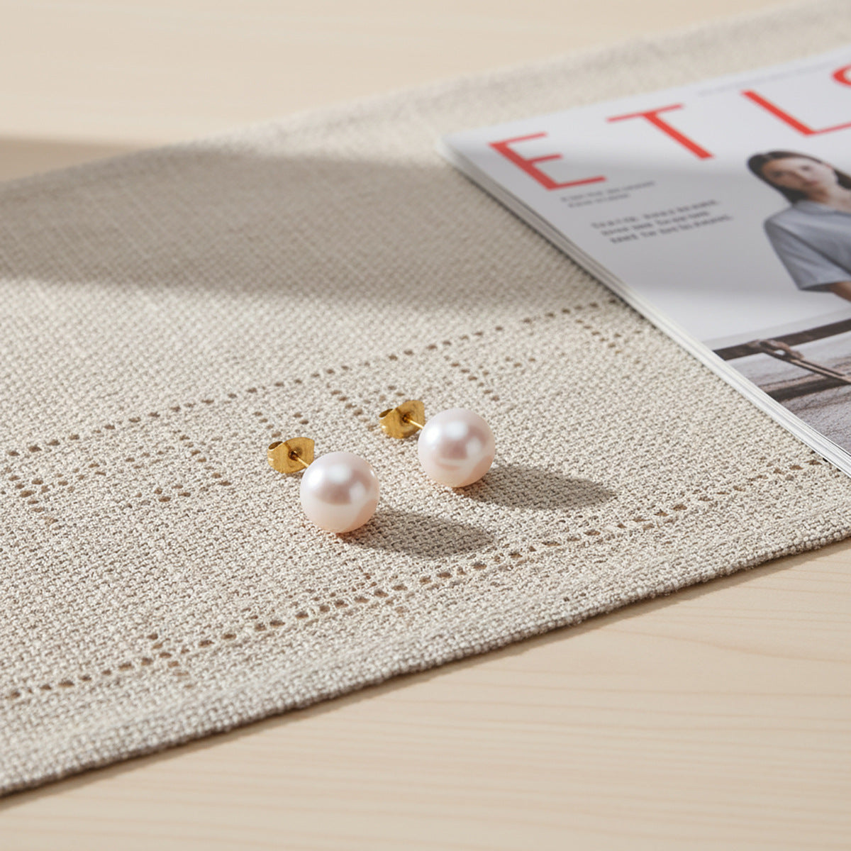 Wholesale Retro Freshwater Pearl Earrings Simple Stackable Stainless Steel Everyday Wear Jewelry Gift