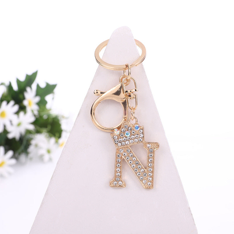 Wholesale Zinc Alloy Rhinestone Letter Keychain ACC-KC-YuanFei003