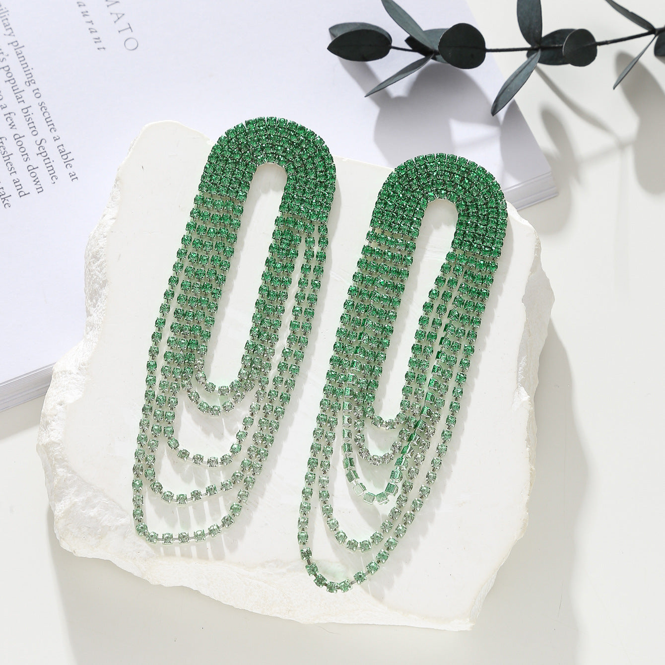 Wholesale  Luxury Shiny Rhinestone Long Earrings