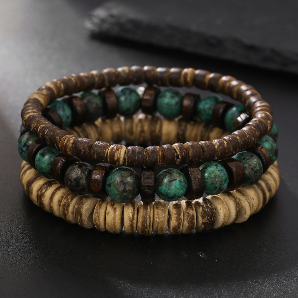 Wholesale  Coconut Shell Wood Multi-layer Stacked Wear Bracelet suit