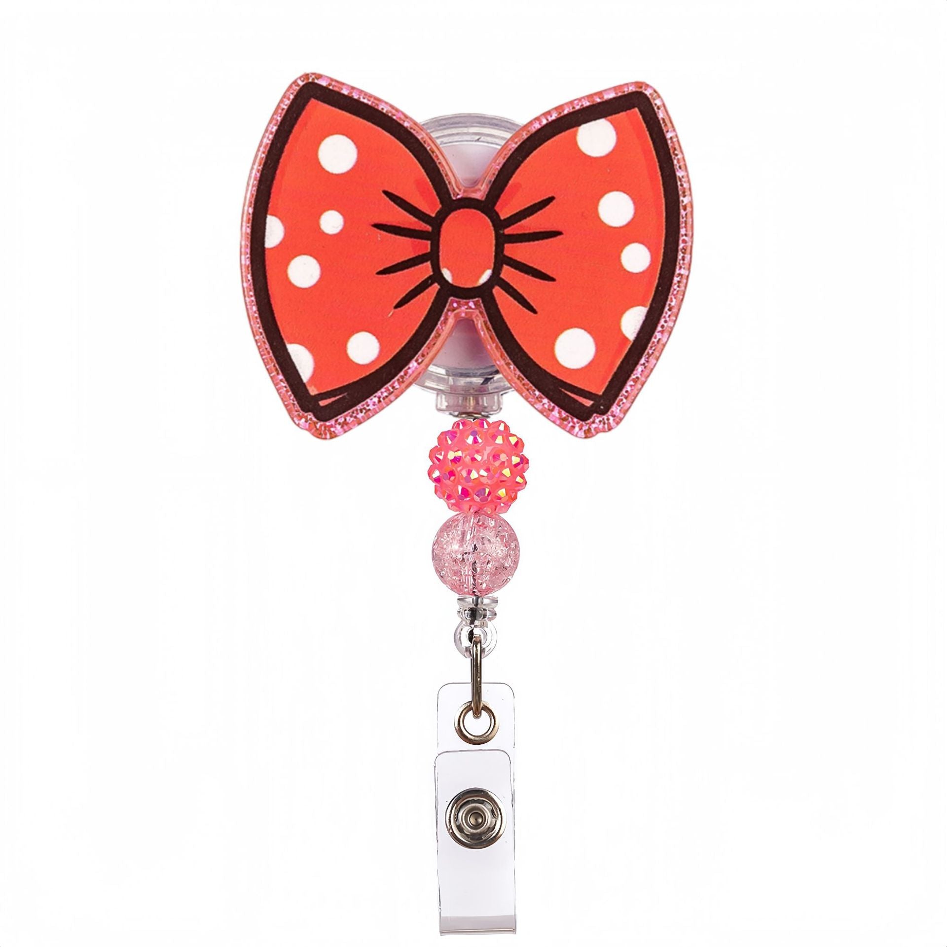 Wholesale Acrylic Glitter Medical Beaded Diamond Ball Bow Badge Reels Keychains