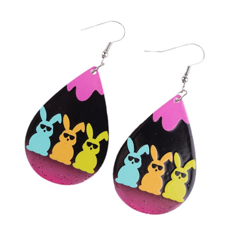 Wholesale 2pcs Acrylic Easter Bunny Earrings