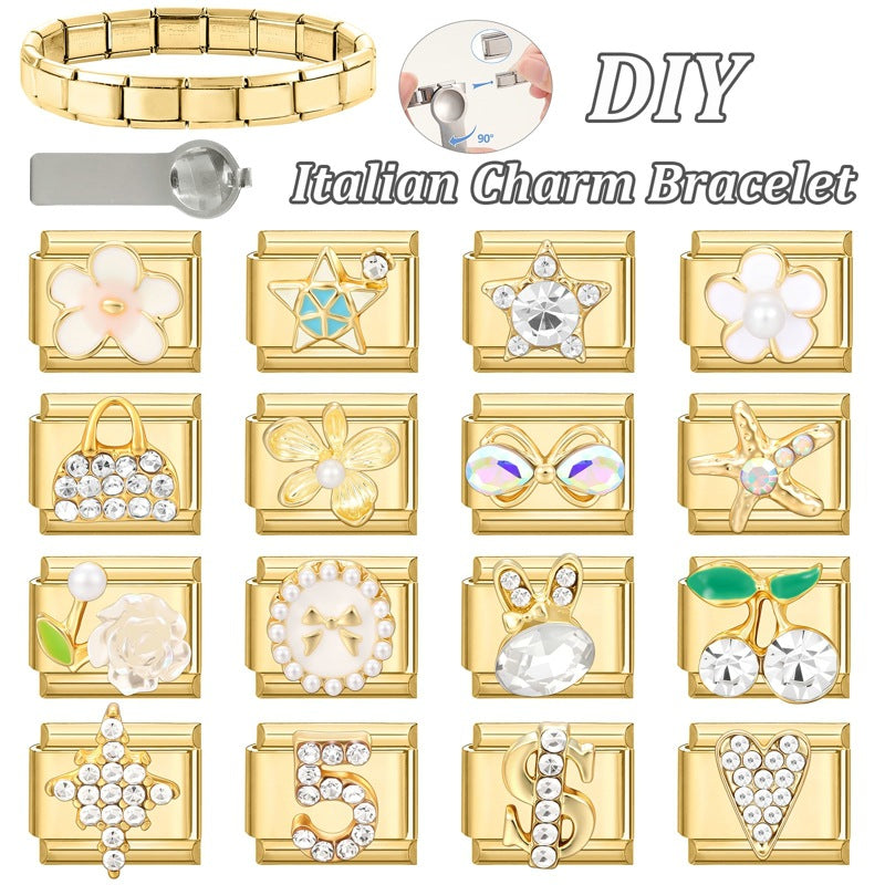 Wholesale Italian Charm Bracelet 9mm DIY Splicing Cute Creative Stainless Steel Composable Bracelet