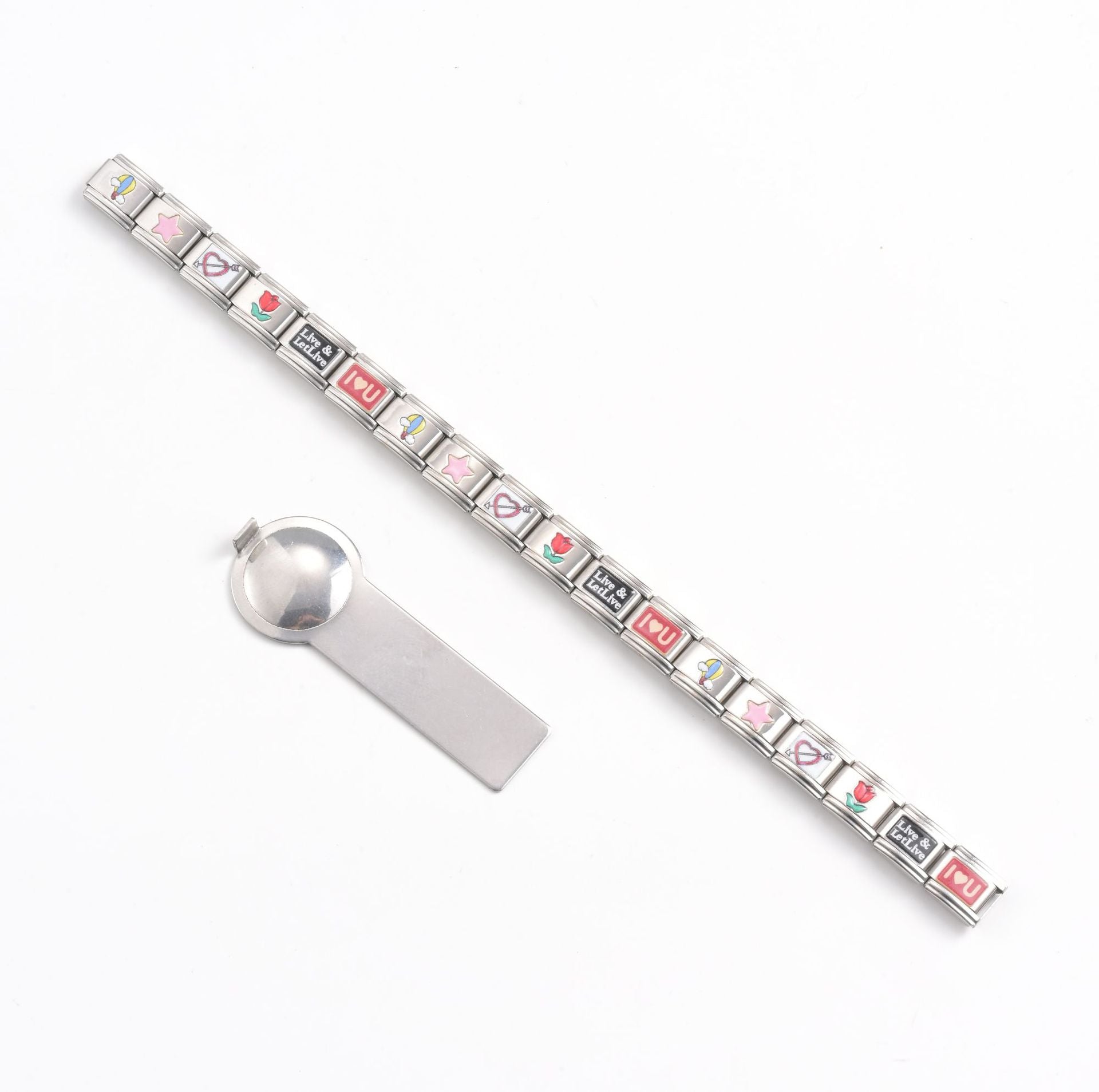 Wholesale Stainless Steel Interlocking Charm Bracelet with Stars and Moon - Everyday Fashion Accessory