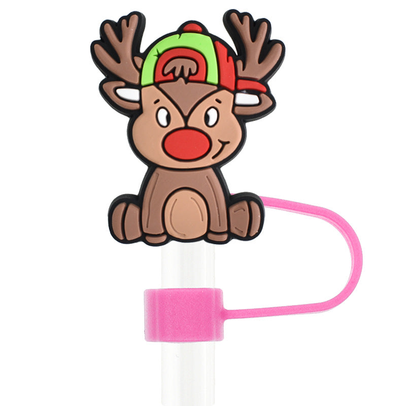 Wholesale Random 100pcs Christmas 10mm PVC Soft Straw Tube Cap ACC-SCR-RYY091