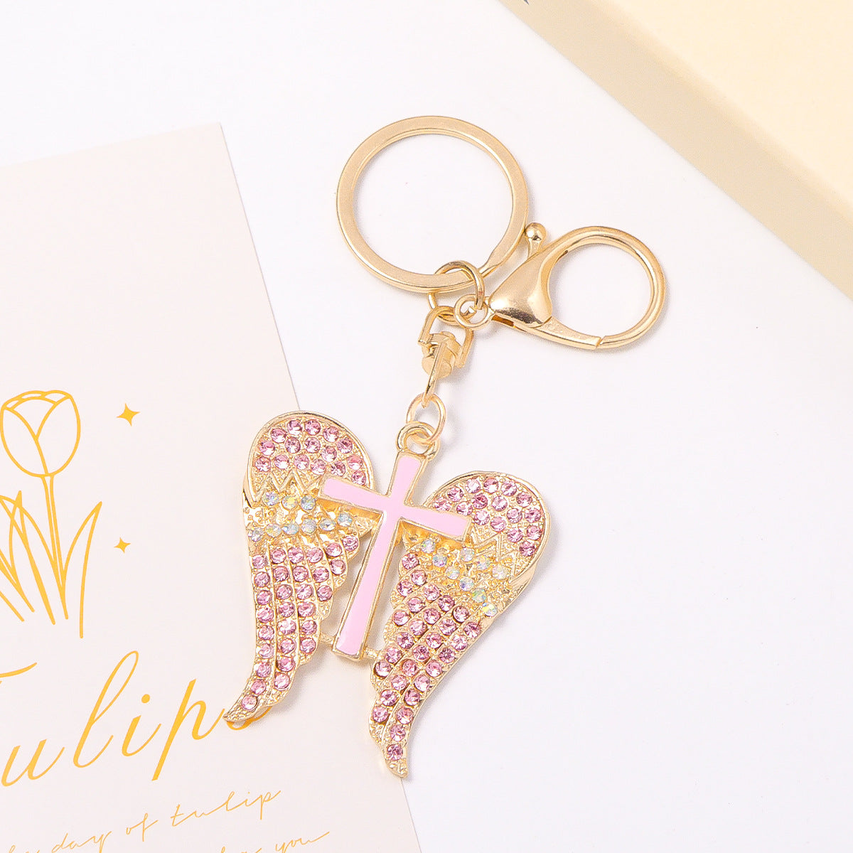 Wholesale Metal Wing Rhinestone Keychain Decorative Car Key Accessory Boutique Resale